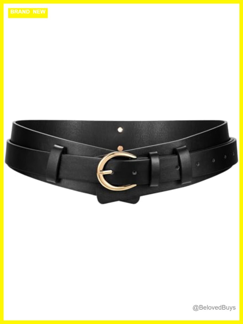 2-in-1 Women's Wide Faux Leather Belt with Fashion Buckle, Detachable Waistband